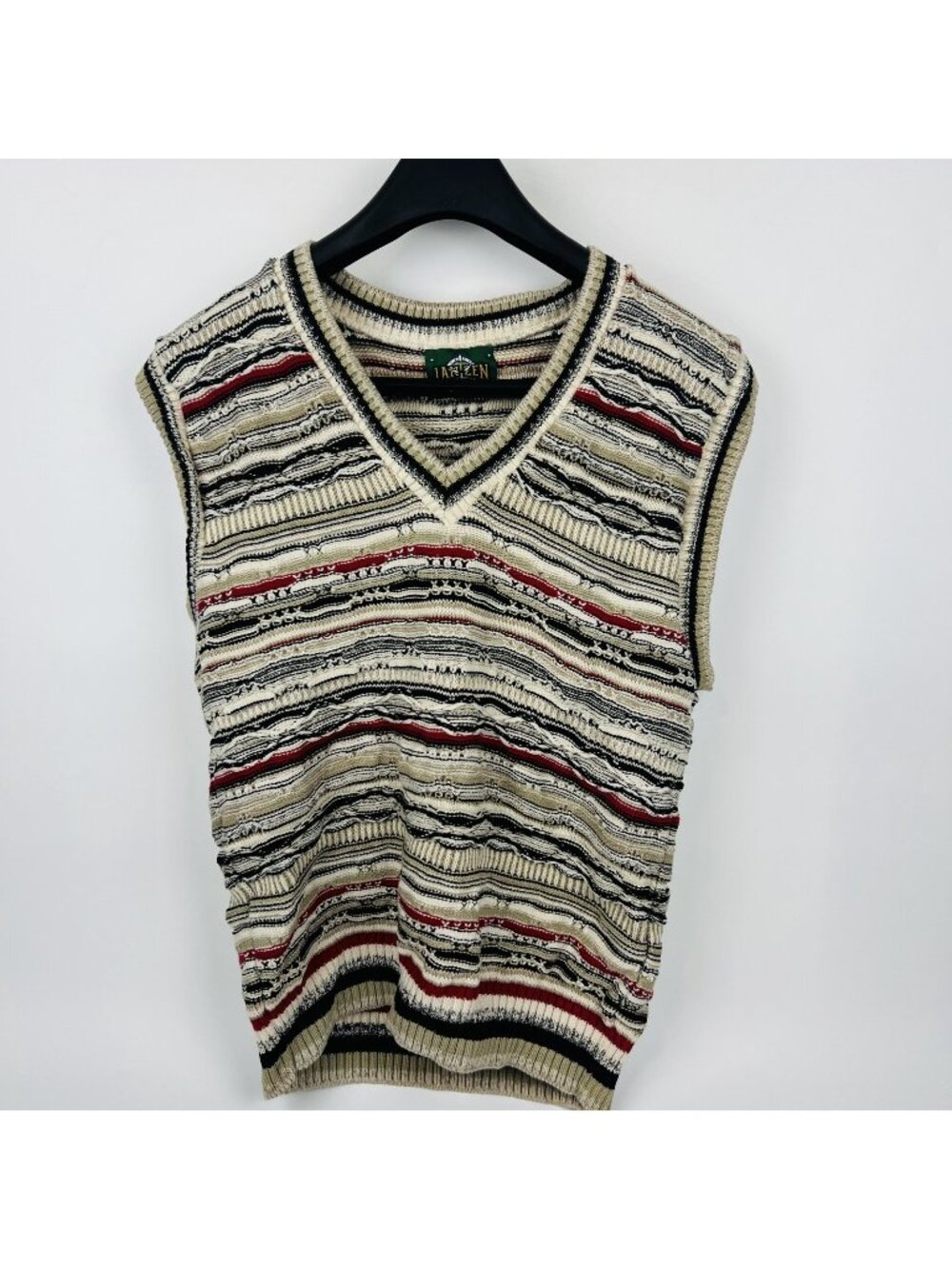 Jantzen Vintage Multicolor Striped Knit Sweater Vest Women's Large